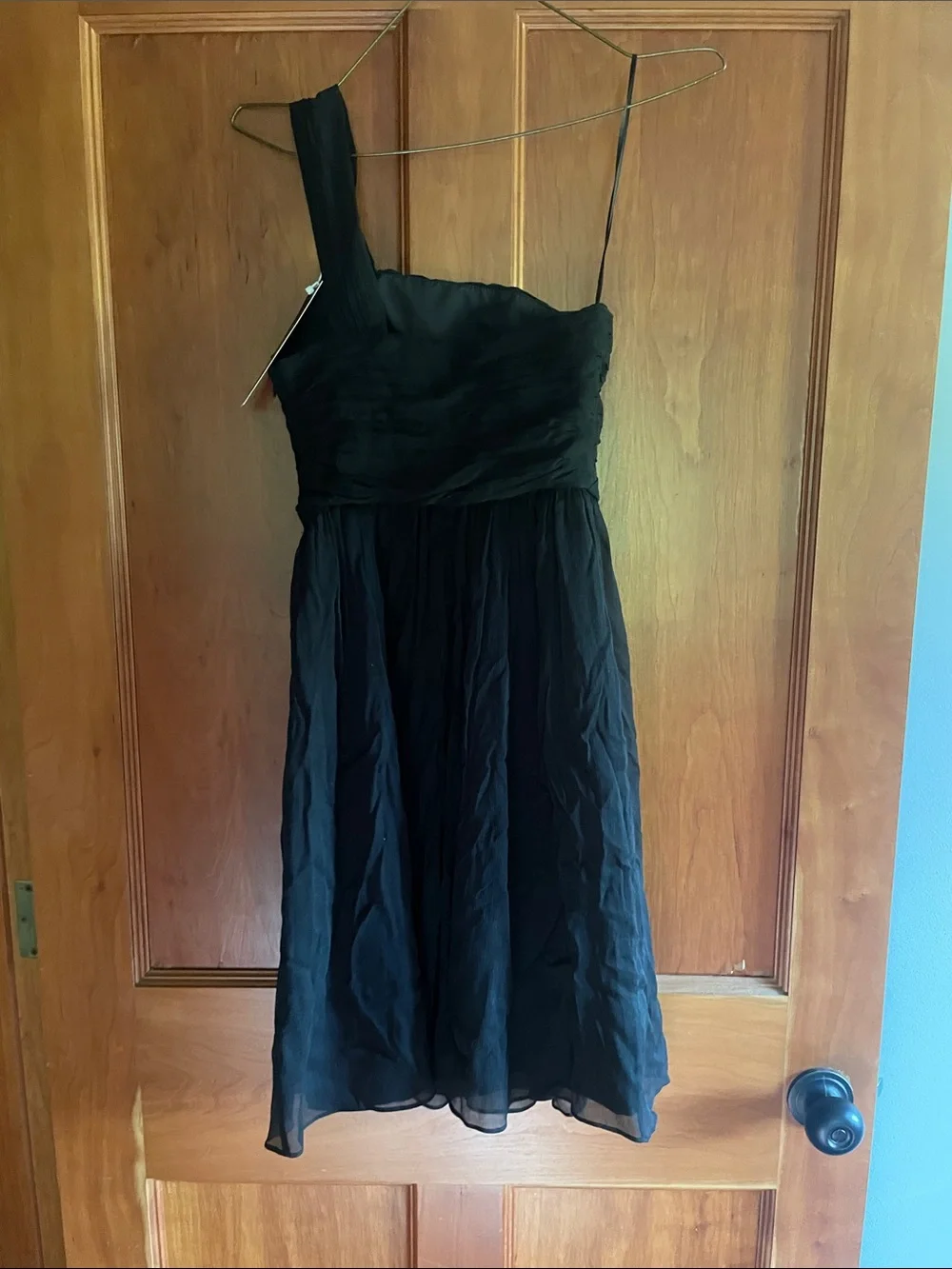 J. Crew Black One-Shoulder Chiffon Cocktail Dress